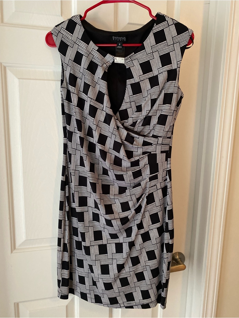 Enfocus Studio Black & White Patterned Midi Dress